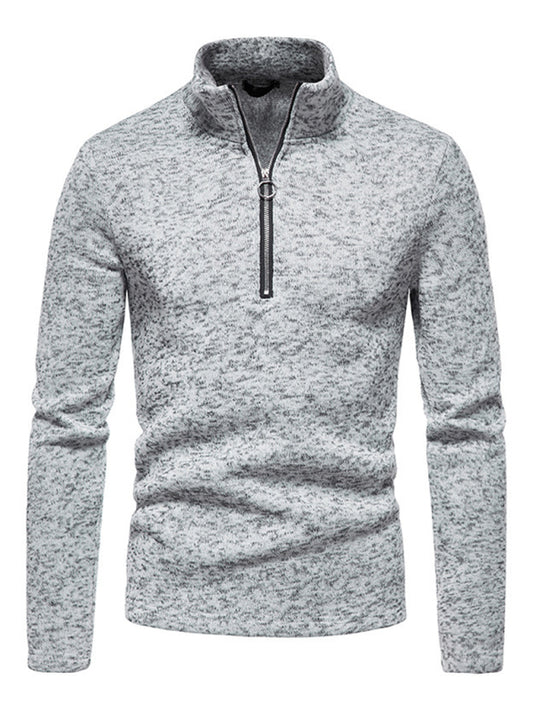 Men's solid color turtleneck zipper long sleeve sweatshirt