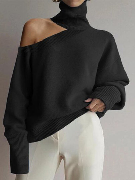 Fashionable One Shoulder Sweater